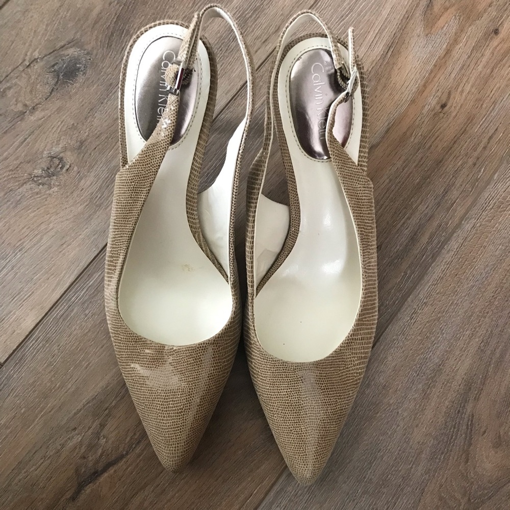 Calvin Klein Sling Back Stilettos -Beige 8M
